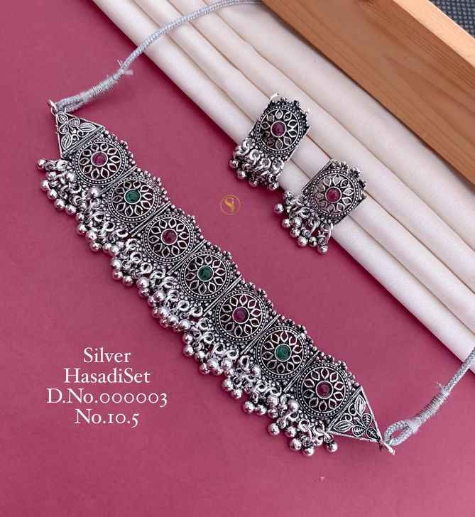 Navratri Special Oxidised Ornaments Silver Hasadi Set Wholesale Shop In Surat
